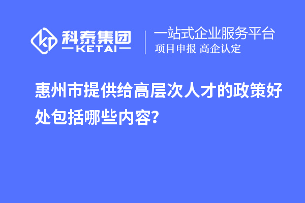 惠州市提供給高層次人才的政策好處包括哪些內容？