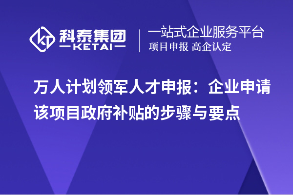 萬人計劃領軍人才申報：企業申請該項目政府補貼的步驟與要點