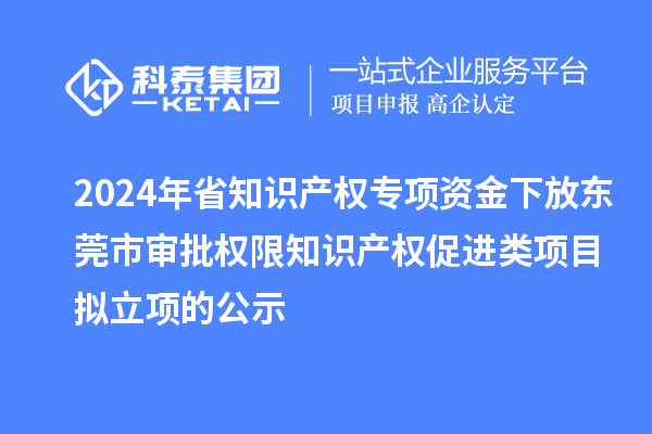 2024年省知識產(chǎn)權(quán)專項(xiàng)資金下放東莞市審批權(quán)限知識產(chǎn)權(quán)促進(jìn)類項(xiàng)目擬立項(xiàng)的公示