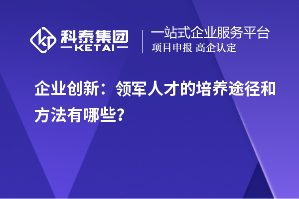 企業創新：領軍人才的培養途徑和方法有哪些？