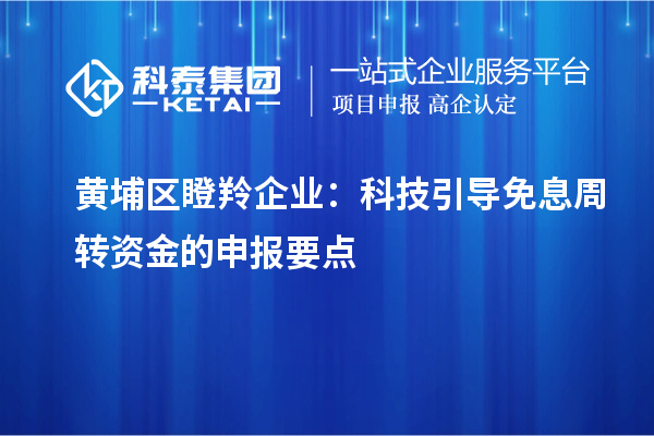 黃埔區(qū)瞪羚企業(yè)：科技引導(dǎo)免息周轉(zhuǎn)資金的申報要點