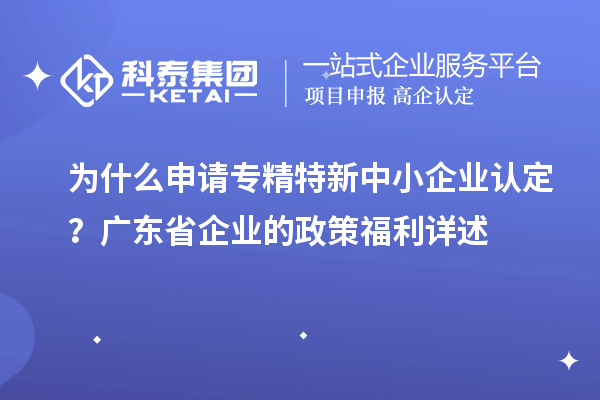 為什么申請專精特新中小企業認定？廣東省企業的政策福利詳述