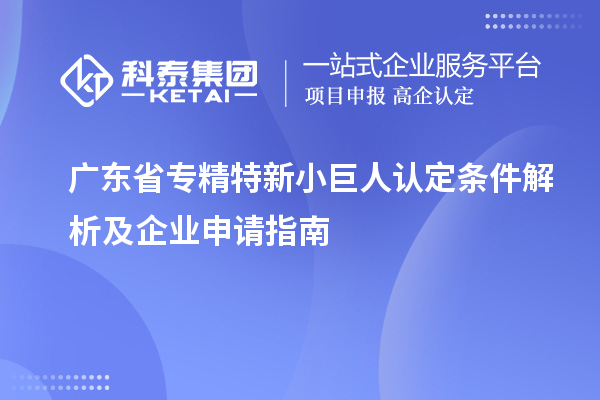 廣東省專精特新小巨人認定條件解析及企業申請指南