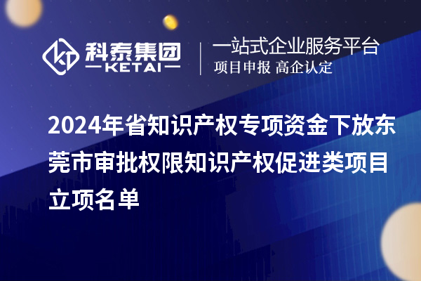 2024年省知識產權專項資金下放東莞市審批權限知識產權促進類項目立項名單