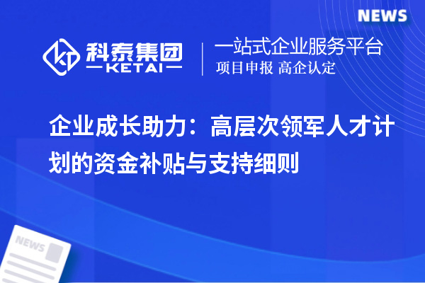 企業成長助力：高層次領軍人才計劃的資金補貼與支持細則