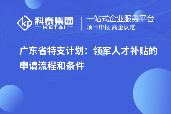 廣東省特支計劃：領軍人才補貼的申請流程和條件