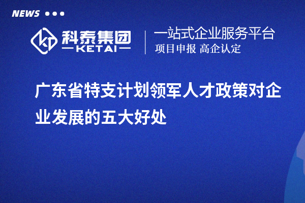 廣東省特支計劃領軍人才政策對企業發展的五大好處