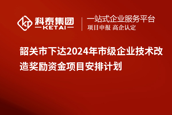 韶關市下達2024年市級企業技術改造獎勵資金項目安排計劃