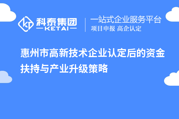 惠州市高新技術企業認定后的資金扶持與產業升級策略