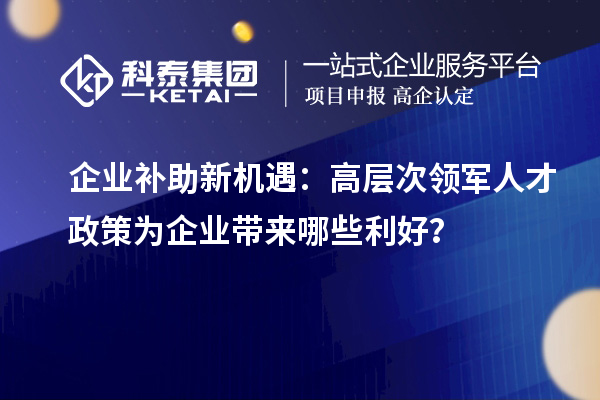 企業補助新機遇：高層次領軍人才政策為企業帶來哪些利好？