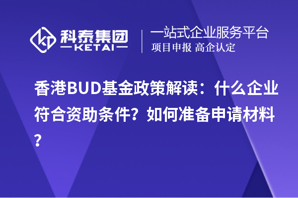 香港BUD基金政策解讀：什么企業(yè)符合資助條件？如何準備申請材料？