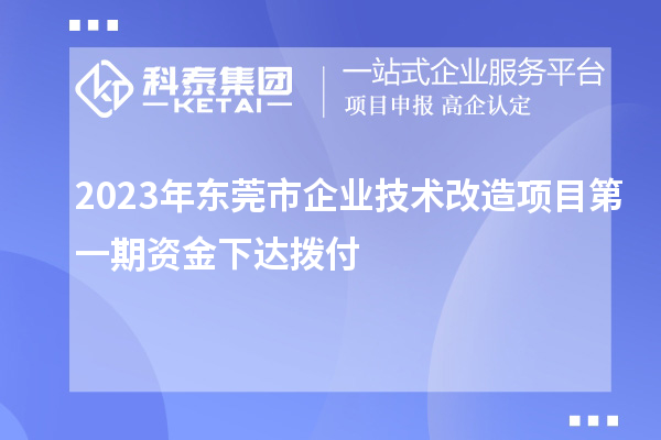 2023年東莞市企業技術改造項目第一期資金下達撥付