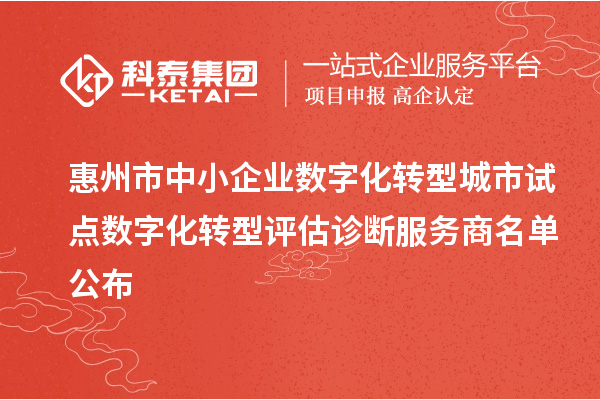 惠州市中小企業數字化轉型城市試點數字化轉型評估診斷服務商名單公布