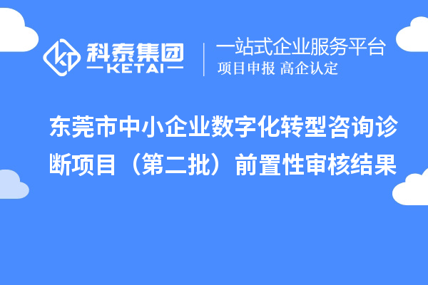 東莞市中小企業數字化轉型咨詢診斷項目（第二批）前置性審核結果