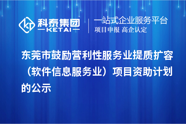 東莞市鼓勵營利性服務業提質擴容（軟件信息服務業）項目資助計劃的公示