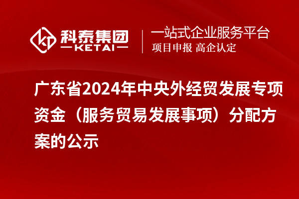 廣東省2024年中央外經(jīng)貿(mào)發(fā)展專項資金（服務(wù)貿(mào)易發(fā)展事項）分配方案的公示