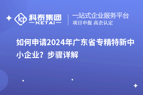 如何申請2024年廣東省專精特新中小企業？步驟詳解