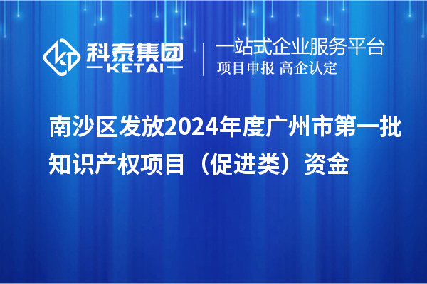 南沙區發放2024年度廣州市第一批知識產權項目（促進類）資金