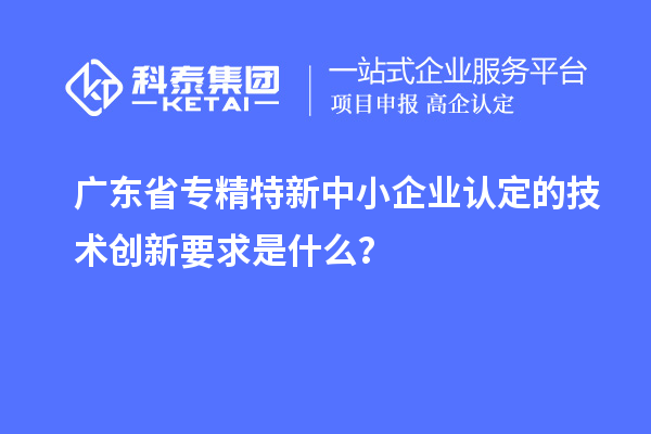 廣東省專精特新中小企業認定的技術創新要求是什么？