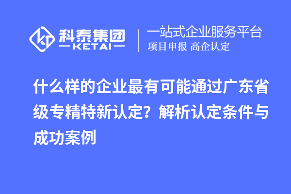 什么樣的企業最有可能通過廣東省級專精特新認定？解析認定條件與成功案例