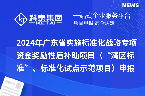 2024年廣東省實施標準化戰略專項資金獎勵性后補助項目（“灣區標準”、標準化試點示范項目）申報時間、條件要求