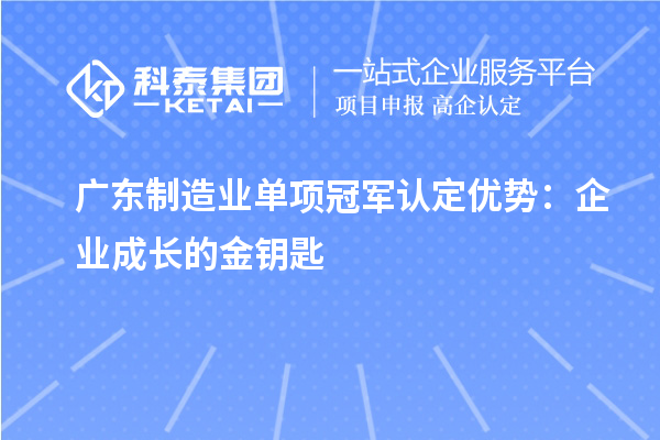 廣東制造業單項冠軍認定優勢：企業成長的金鑰匙