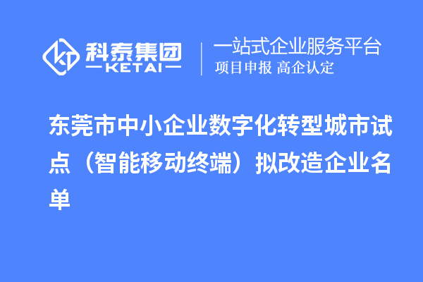 東莞市中小企業數字化轉型城市試點（智能移動終端）擬改造企業名單