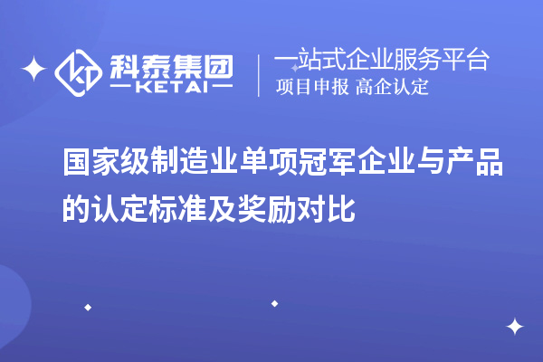 國家級制造業單項冠軍企業與產品的認定標準及獎勵對比