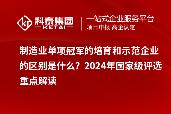 制造業單項冠軍的培育和示范企業的區別是什么？2024年國家級評選重點解讀