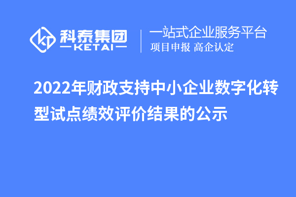 2022年財政支持中小企業數字化轉型試點績效評價結果的公示