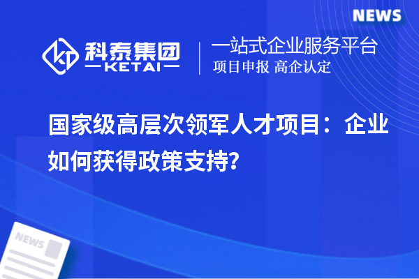  國家級高層次領軍人才項目：企業如何獲得政策支持？