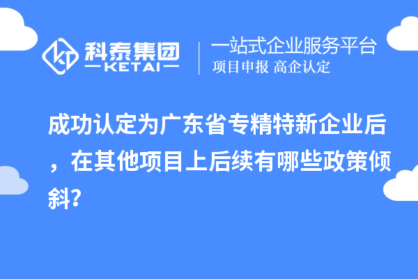 成功認定為廣東省專精特新企業后，在其他項目上后續有哪些政策傾斜？