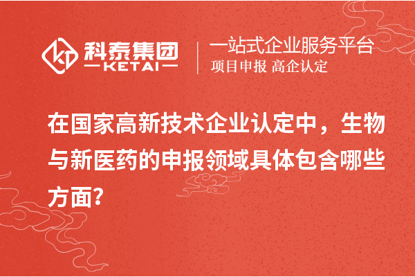 在國家高新技術(shù)企業(yè)認(rèn)定中，生物與新醫(yī)藥的申報(bào)領(lǐng)域具體包含哪些方面？