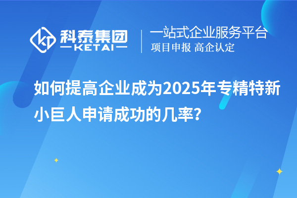 如何提高企業成為2025年專精特新小巨人申請成功的幾率？