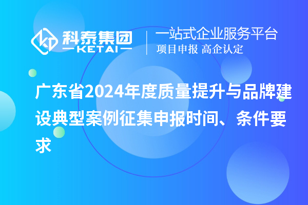 廣東省2024年度質(zhì)量提升與品牌建設(shè)典型案例征集申報時間、條件要求