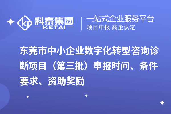 東莞市中小企業數字化轉型咨詢診斷項目（第三批）申報時間、條件要求、資助獎勵