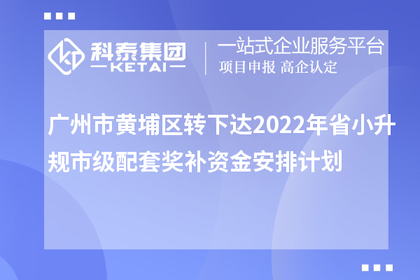 廣州市黃埔區轉下達2022年省小升規市級配套獎補資金安排計劃