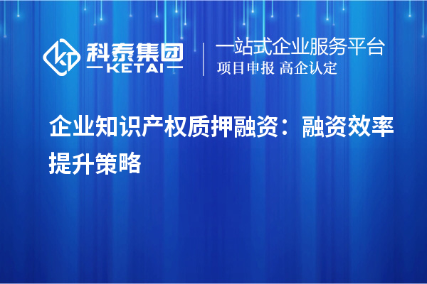 企業知識產權質押融資：融資效率提升策略