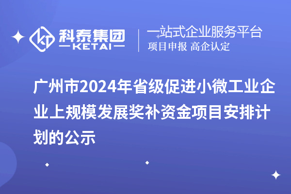 廣州市2024年省級促進小微工業企業上規模發展獎補資金項目安排計劃的公示