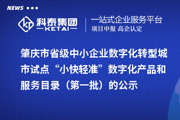 肇慶市省級中小企業數字化轉型城市試點“小快輕準”數字化產品和服務目錄（第一批）的公示