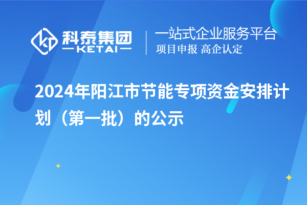 2024年陽江市節能專項資金安排計劃（第一批）的公示