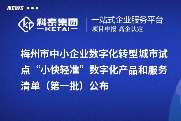 梅州市中小企業數字化轉型城市試點“小快輕準”數字化產品和服務清單（第一批）公布