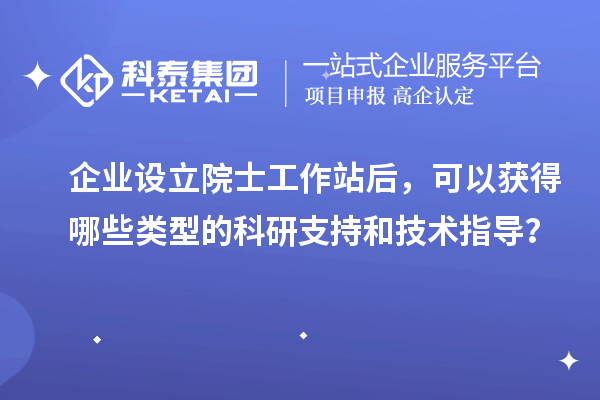 企業設立院士工作站后，可以獲得哪些類型的科研支持和技術指導？