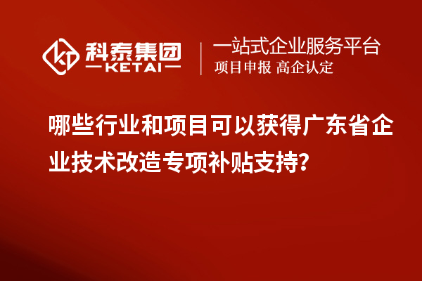 哪些行業和項目可以獲得廣東省企業技術改造專項補貼支持？