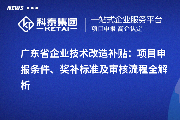 廣東省企業技術改造補貼：項目申報條件、獎補標準及審核流程全解析