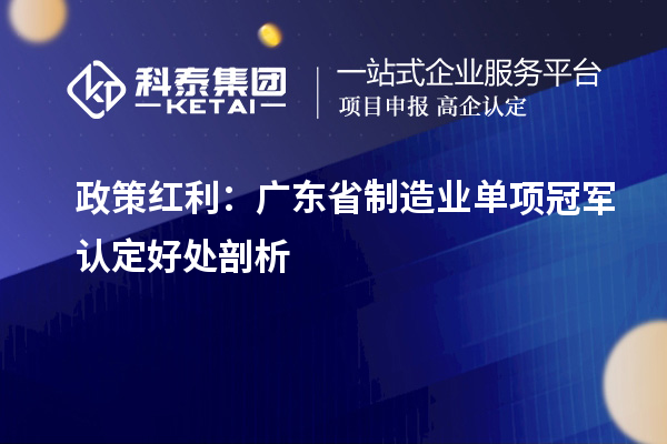 政策紅利：廣東省制造業(yè)單項(xiàng)冠軍認(rèn)定好處剖析