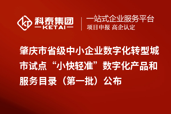 肇慶市省級中小企業(yè)數(shù)字化轉(zhuǎn)型城市試點“小快輕準(zhǔn)”數(shù)字化產(chǎn)品和服務(wù)目錄（第一批）公布