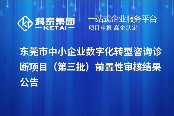 東莞市中小企業(yè)數(shù)字化轉(zhuǎn)型咨詢?cè)\斷項(xiàng)目（第三批）前置性審核結(jié)果公告