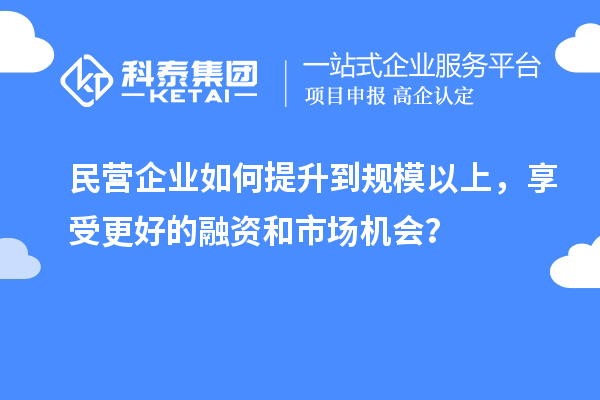 民營企業如何提升到規模以上，享受更好的融資和市場機會？