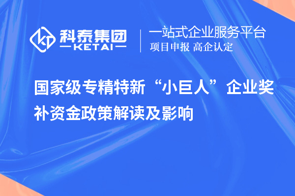 國家級專精特新“小巨人”企業(yè)獎補資金政策解讀及影響